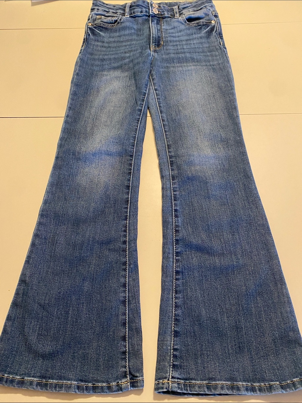 Girl’s Flared Medium Blue Jeans Size 12 Denim School Casual Cotton